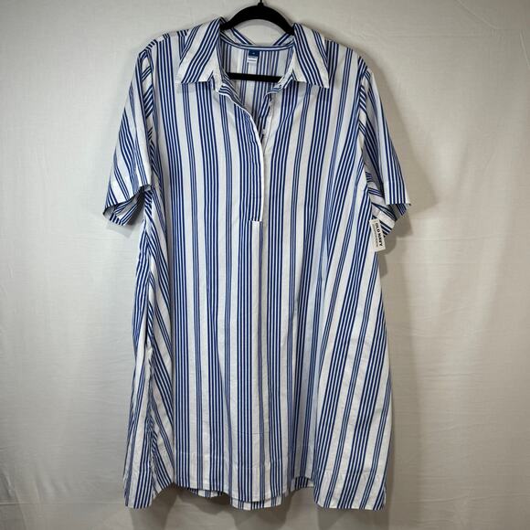 Old Navy Blue/White Striped Collared Dress Size XL NWT - Picture 1 of 3